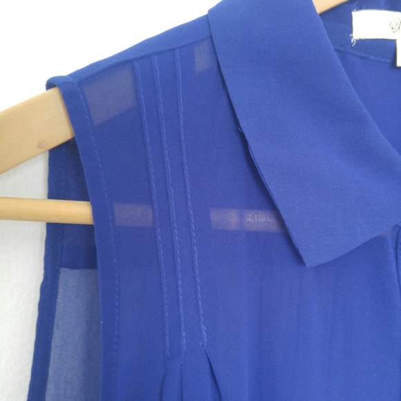 Royal Blue Sheer Sleeveless Blouse - Picture 8 of 11